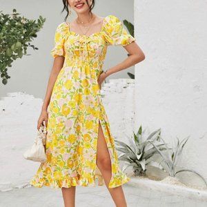 Split Thigh Floral Dress Large (fits like medium)